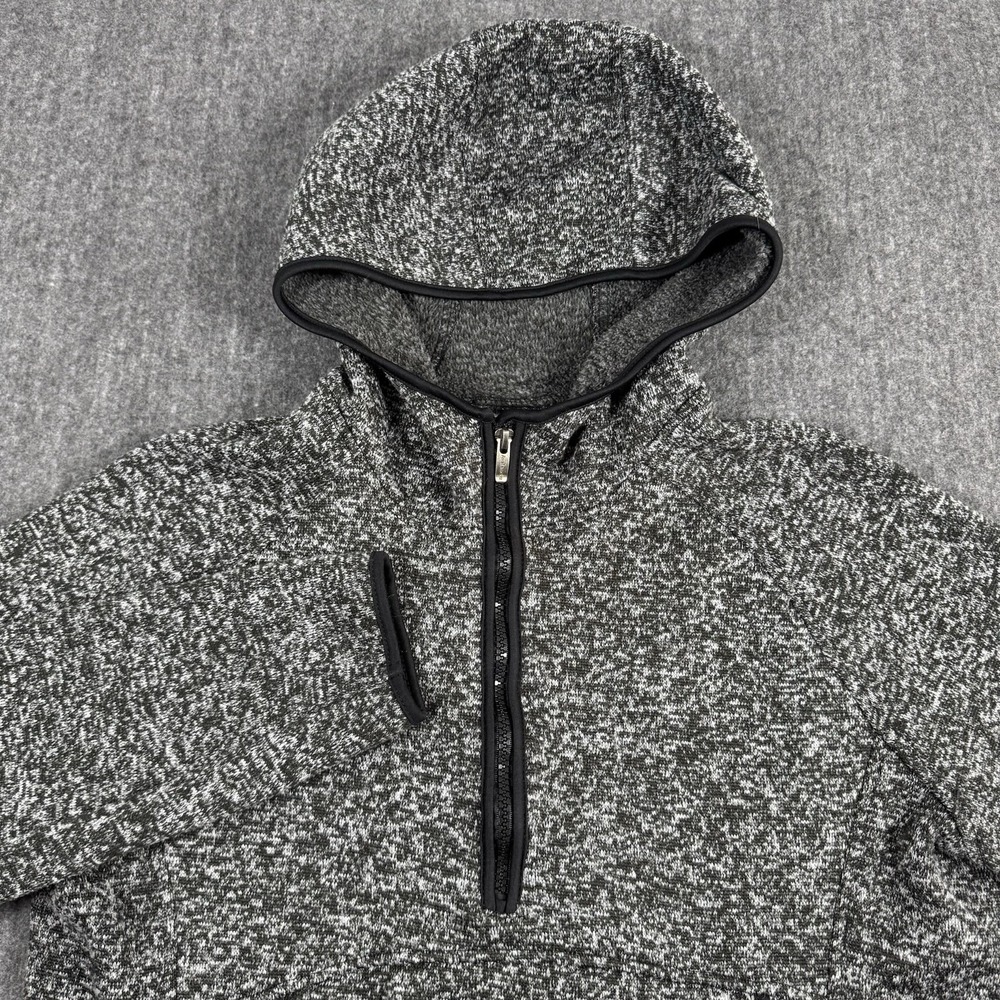 Avalanche Wear Men's Large Fleece Hoodie 1/4 Zip Pullover Gray Black Outdoor